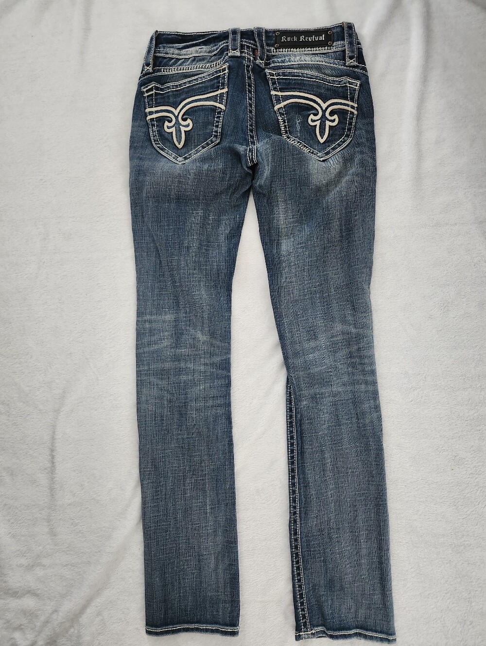 ROCK REVIVAL Women's Size 28 Low Rise Jeans Straight Fit Rocker Chic Y2K Glam - Picture 3 of 7